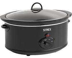 Strex Slowcooker 6.5L - 3 Standen - Met Uitneembare Keramische Binnenpan & Warmhoudfunctie - Zwart