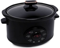 White-label® Slowcooker met Timer - Keramische Binnenpan - Hotpot - Zwart