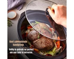 Zyrex® Slowcooker met Timer - Crockpot - Stoompot - Inclusief Warmhoudfunctie - 6.5 Liter - Zwart -‎29 x 42 x 25 cm; 5.21 kg