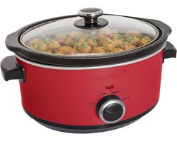 Zyrex® Slowcooker met timer - Slowcooker - Crockpot - Rood - 24cm x 31cm x 18cm