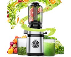 1.8L Slowjuicer Professional – 350W - Sapcentrifuge - XXL Vulopening - voor Groenten & Fruit, incl. 2 bekers - Zilver