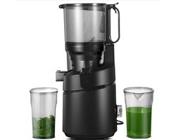 AMZCHEF Automatic All-In-One Juicer, 135MM Opening and 1.8L Juicer for Fruit and Vegetables, 250W Slow Juicer Test Winner with Triple Filter - Black [Energy Class A+++]