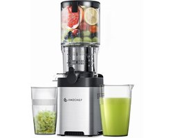 AMZCHEF Slowjuicer – Extra Grote Vulopening 126mm & Dubbele Schroef – Sapcentrifuge voor Groenten & Fruit – Stil & Duurzaam – Maximaal Sap, Minimaal Pulp