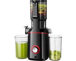 AMZCHEF Slowjuicer – Grote Vulopening 108mm – Stil & Efficiënt – Sapcentrifuge voor Groenten & Fruit – Dubbel RVS Filter – BPA-vrij – Zwart