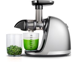 AMZCHEF Slowjuicer - Sapcentrifuge voor Groenten en Fruit - Met 2 Bekers & Reinigingsborstel - BPA-vrij - Stille Werking - Gemakkelijk Schoon te Maken - Grijs