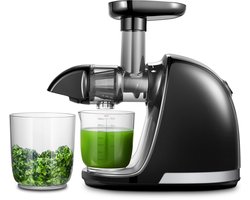 AMZCHEF Slowjuicer - Sapcentrifuge voor Groenten en Fruit - Met 2 Bekers & Reinigingsborstel - BPA-vrij - Stille Werking - Gemakkelijk Schoon te Maken - Zwart