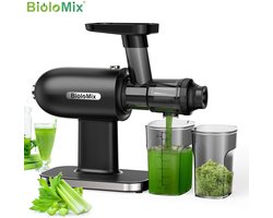 Biolomix - Slowjuicer - Sapcentrifuge Voor Fruit en Groente - 500ML - 200W - Koude Pers Juicer - Zwart