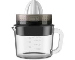 BLACK+DECKER - Automatische Citruspers 30W | Glazen Kom 1L | Dubbele Rotatierichting | Pulpregelaar | Verwijderbare Kegels | Vaatwasmachinebestendig | Compact Opbergsysteem