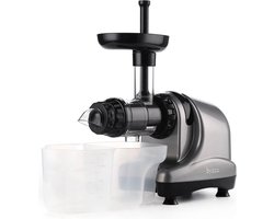 Byzoo Rhino - Slowjuicer - Juicer - Horizontaal - 1000ML - Met Pulpreservoir - verschillende zeven - Vezelrijk - Groenten en Fruitpers- Grijs