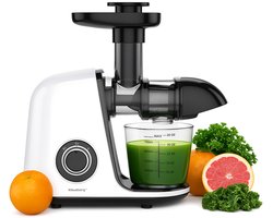 Klausberg Slow Juicer – 150W - 700ml | Cold Press | Groenten en Fruitpers – Met Pulpreservoir | Wit | Stille Horizontale Juicer met 7-Traps Perssysteem