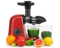 Klausberg Slowjuicer – 150W - 700ml - Groenten en Fruitpers – Met Pulpreservoir | Kersenrood | Juice Maker - Juicer met 7-Traps Perssysteem