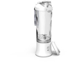 Meichoon Portable Blender Electric USB Juicer Wireless 600ml/21oz Personal Size Sipping Spout 6-Blade Head Sports Travel LB34 White