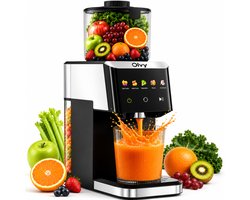 Olvy Slowjuicer - 1500ml Sapcentrifuge met Pulpcontainer - voor Groenten en Fruit - Ijsmachine - BPA-Vrij - Zwart