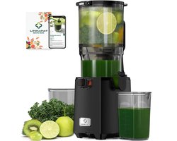 Pimstor - Slow juicer - met grote vul opening 13cm - hoge sap opbrengst met behoud van voedingstoffen door langzame persing- perfect voor groente en fruit!