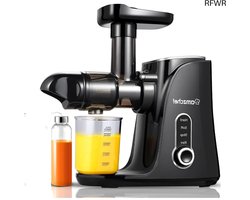 RFWR® Cold Press Slow Juicer met 2 Snelheden - Zacht en Hard - Inclusief Draagbare Fles en Bekers - Zwart