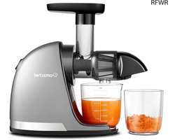 RFWR® Slow Juicer Machine - Elektrische Masticerende Juice Extractor voor Groente en Fruit - Sapcentrifuge met 2 Kopjes en Reinigingsborstel - Zilver