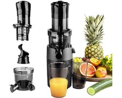 Slowjuicer - Koude pers sapcentrifuge - Gezond sap maken - Behoud van voedingsstoffen - 8 cm vulopening - Zwart