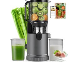 Slowjuicer - Sapcentrifuge Koudpers - Gezond Sap Maken - Extra Grote Vulschacht - 1.8 liter - Titanium Grijs