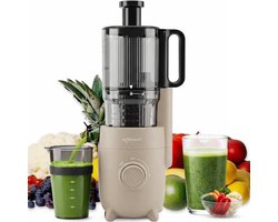 SnelShoppen - Premium Slow Juicer SJ500 - Beige - Krachtige Slowjuicer met Grote Invoeropening, Roestvrijstalen Pre-Cuttertechnologie, Maximale Sapopb