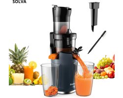 SOLVA Slowjuicer - Sapcentrifuge - Juicer - BPA-Vrij - Elektrisch - 200W - Met Reiniginsborstel - Geschikt Voor Groente En Fruit - Zwart