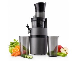 V&M Slowjuicer - Sapcentrifuge - Juicer voor Groenten en Fruit - 800 ml - Brede 78 mm Vulopening - BPA vrij - Antraciet