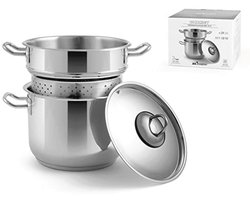 Inductiepasta­koker van roestvrij staal met deksel - 24 cm - Duurzaam en Elegant Design