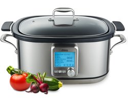 MOA Multicooker - 6L - Slowcooker - Rijstkoker met Stomer - PFAS- & BPA-vrij - Stoomkoker - Sous Vide Koker - 8 Kookfuncties - 1250W - RVS