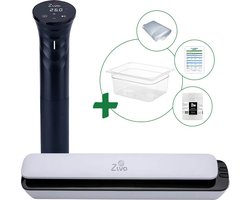 Sous vide bundel met Ziva Savant (1200W) sous-vide stick - Ziva Slimtouch vacuümsealer - Medium (12 liter) waterbak reservoir - handige accessoires!