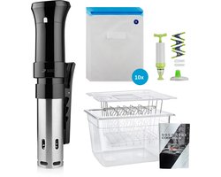 Sous Vide - Complete Set - Sous Vide Stick - met Kookboek - Vacuumzakken - 1100W - 12 Liter - BPA-vrij - Sous Vide Waterbak - Zwart - van Saaf