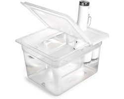 Sous Vide Container - Kookbak met deksel - Precisie koken - Inklapbaar scharnierend deksel - 12 Quarts - Rood