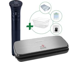 Sous Vide Starterset, Complete Bundel met Ziva Savant 1200W Sous Vide Stick, Ziva OneTouch Vacuümsealer, 12L Waterbak & Accessoires, Perfecte Steak, Vis & Meal Prep, Ideaal voor Beginners