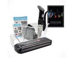 Wartmann 1507 Sous Vide Stick Voordeelset - Vacuümmachine - Sous Vide Zakken & Rollen - Waterbak - Rekje - Isolatieballen - Incl. Sous Vide Handboek (digitaal)