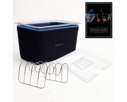 Wartmann Sous Vide Set - 12 Liter Waterbak - Deksel - BPA Vrije Polycarbonaat - Neopreen Isolatiehoes - RVS Rekje - Incl. Sous Vide Handboek - Duurzaam - Kostenbesparend - Vaatwasserbestendig