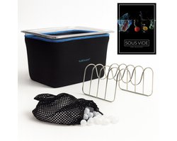 Wartmann Sous Vide Set - 12 Liter Waterbak van BPA Vrije Polycarbonaat - Neopreen Isolatiehoes - 200 Thermische Isolatieballen - RVS Rekje - Incl. Sous Vide Handboek - Duurzaam, Kostenbesparend en Vaatwasserbestendige Onderdelen