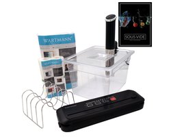 Wartmann Sous Vide Set - 1508 stick, Vacuümmachine, Vacuümzakken, Vacuümrollen, Waterbak, Rekje, Deksel en Digitaal Sous Vide Handboek