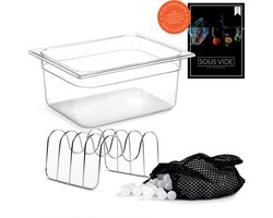 Wartmann Sous Vide Set - BPA Vrije Waterbak 12L - Thermische Isolatieballen - RVS Rekje - Gratis E-book - Vaatwasserbestendige - Energiezuinig