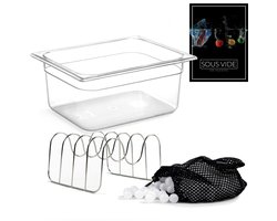 Wartmann Sous Vide Set - BPA Vrije Waterbak 12L - Thermische Isolatieballen - RVS Rekje - Incl. Digitaal Sous Vide Handboek - Vaatwasserbestendige - Energiezuinig