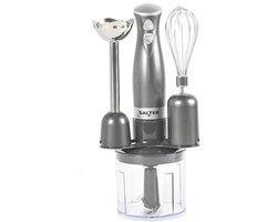 3-in-1 Staafmixer - Mixen, Kloppen & Hakken, Voedselverwerker met RVS Messen, 500ml Kom, 2 Snelheden, 350W