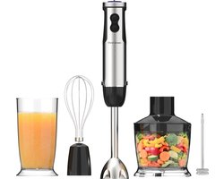 6-in-1 Staafmixer 1000W - Set - Hakmolen - 12 Snelheden - Incl. Melkopschuimer & Maatbeker - RVS - Vivid Green