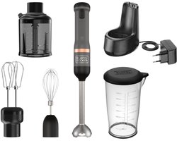 BLACK+DECKER KitchenWand 4-in-1 Draadloze Staafmixer – Accu – Inclusief Hakmolen & Garde - BCKM1014KG