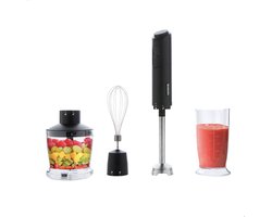 Brabantia D8-4CMB Staafmixer set - IJscrusher - Hakmolen - Garde - 1000 Watt - 8 snelheden - Zwart RVS