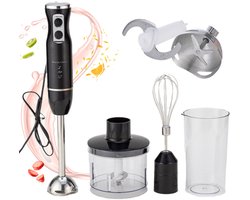 CHIWIN Handmixer 500W Staafmixer Set - 4-in-1 Staafmixer met Hakmolen, Beker & Gardes - 2 Snelheden - Krachtige Motor voor Soep, Smoothies, Babyvoeding & Sauzen - Zwart