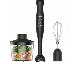 COOK-IT 3-in-1 Staafmixer - 2 Snelheden (Normaal & Turbo) - BPA Vrij - Inclusief Hakmolenbeker & Garde - Voor Snelle en Veelzijdige Keukenbereidingen