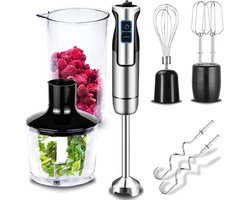 DailySupplies® Staafmixer Set - Hakmolen - Groentesnijder - Soepmaker - Chopper niet Draadloos - Zilver met Zwart