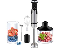 ElevateCommerce – 5-in-1 Staafmixer 1200W met Hakmolen, Garde & Smoothiebeker | RVS Handblender voor Soepen, Sauzen & Smoothies