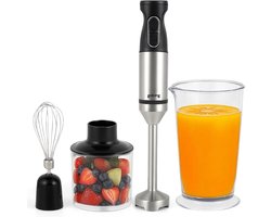 Goliving Staafmixer Set 4-in-1 - Hakmolen - Maatbeker - Garde - 1000W - Vaatwasserbestendige Accessoires - RVS - Zwart