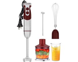 GTB® Staafmixer Set - Staafmixer Braun - Staafmixer met Hakmolen - Rood - 5cm x 5cm x 26cm