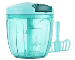 Handmatige Voedsel Groente Chopper met 5 Blades - Eenvoudige Knoflook Crusher en Smoothie Blender, 900ml