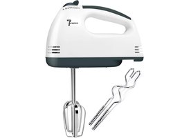 Handmixer, elektrische handgarde, elektrische handmixers voor het bakken, kleine roestvrijstalen handmixer met 7 snelheden, 2 mixers en 2 deeghaken Elektrische handmixers voor het kloppen van eieren en cakes in de keuken