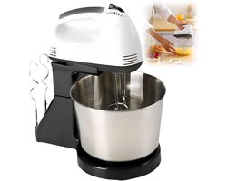 Keukenmixer Roestvrij Staal - Handmixer Standmixer - Bakken en Mixen - 7 Snelheden Krachtige Motor - 2L Kom - Zilver